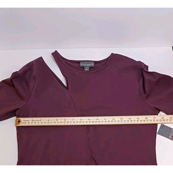 Bold Elements Cut to Curve Women's Medium Long Sleeve Cut-Out Burgundy Top NWT - Picture 7 of 8
